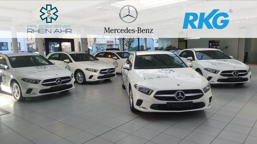 Neue Einsatzfahrzeuge des Pflegedienstes Rhein Ahr, Partner Mercedes-Benz und RKG